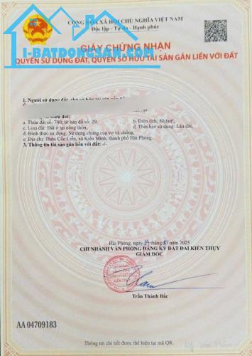 Bán đất Minh Tân - Kiến Thụy - Hải Phòng