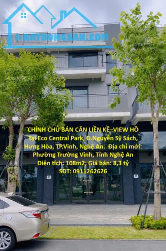 CHÍNH CHỦ CÀN BÁN CĂN LIỀN KỀ – VIEW HỒ Tại Eco Central Park, Đ.Nguyễn Sỹ Sách, Hưng Hòa,
