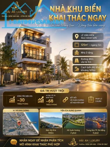 Nhà mặt tiền Lê Văn Hiến – Ngũ Hành Sơn – 125m² – gần biển Mỹ Khê – tài sản khai thác dòng