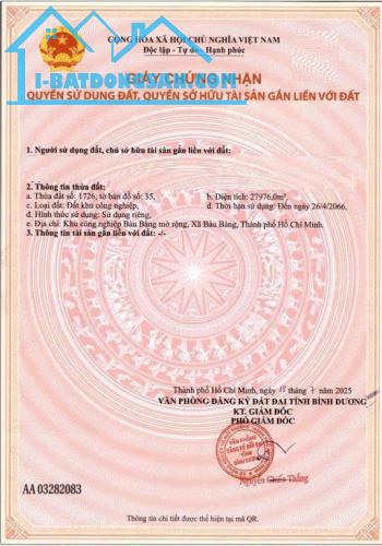 CHUYỂN NHƯỢNG ĐẤT KCN Bàu Bàng Mở Rộng – Bình Dương (cũ) – TP.HCM