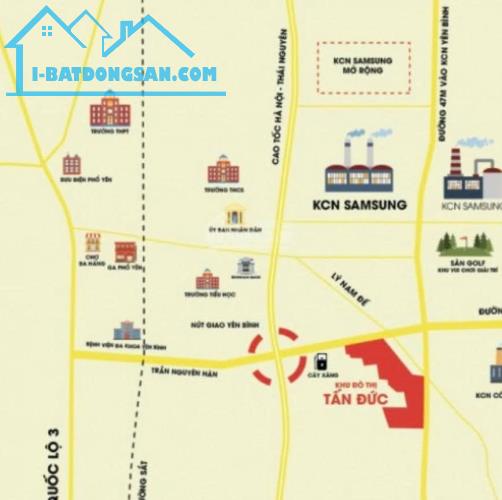 Bán lô 100m2 dự án Tấn Đức JSC Phổ Yên,ngay nút giao cao tốc Hà Nội Thái Nguyên Chỉ 2.98ty