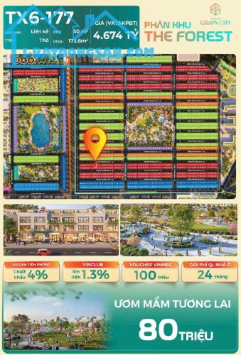 🔥 NHỈNH 800 TRIỆU CÓ NGAY SIÊU PHẨM LIỀN KỀ TX6-177 THE FOREST – VINHOMES GREEN CITY 🔥