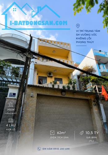 VT TRUNG TÂM SH VUÔNG VỨC K LỖI PHONG THỦY HXH 76 THỐNG NHẤT P10 5X17 62M2 GIÁ 10,5 TỶ TL