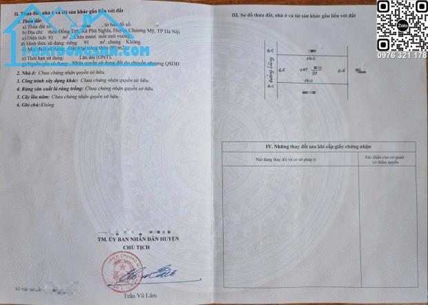 Bán đất Phú Nghĩa Chương Mỹ 91m2 đương ô tô tránh, view thoáng - chủ cực mót