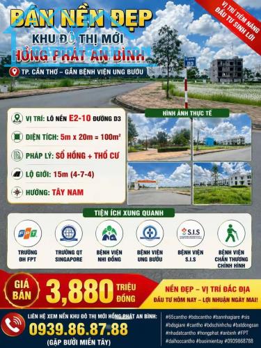 🏡 BÁN NỀN ĐẸP ĐƯỜNG D3 – KHU ĐÔ THỊ MỚI HỒNG PHÁT AN BÌNH Liên hệ 0939868788 Bưởi
