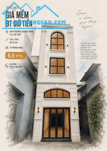 Nhà mới giá mềm ĐT giữ tiền HXH Dương Quảng Hàm P5 3,8x10m NH 5,3m 5PN giá 6,5 tỷ tl