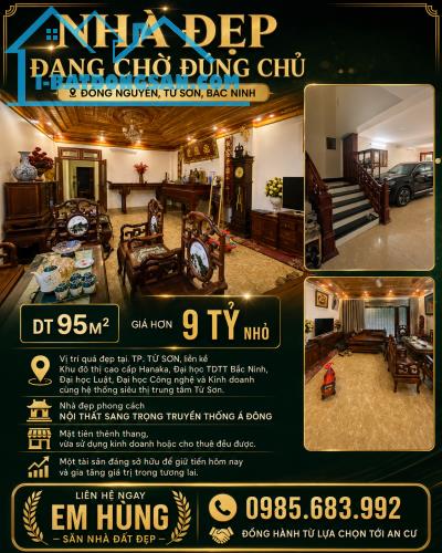 NHÀ ĐẸP ĐANG CHỜ ĐÚNG CHỦ, KHU VỰC ĐỒNG NGUYÊN, TỪ SƠN, BẮC NINH DT 95m2 giá hơn 9 tỷ