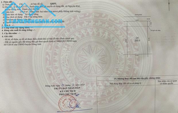 Bán đất khu đô thị mới Nguyên Khê xã Phúc Thịnh, Hà Nội.