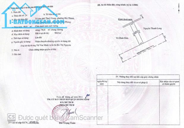 - ❌❌❌Chỉ 2.2x tỷ lô đất mặt đường Công Vụ Hải Thành - Dương Kinh