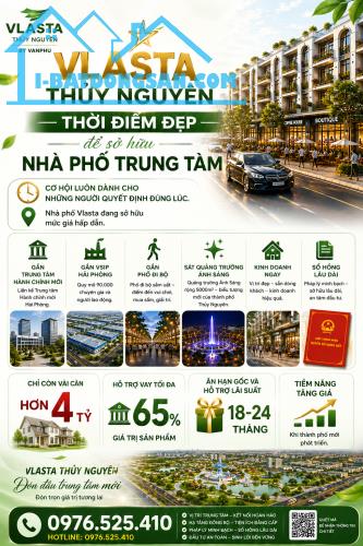 Nhà phố Vlasta Thủy Nguyên-Giá Hơn 4 Tỷ Sau Chiết Khấu-thanh toán 50% nhận nhà