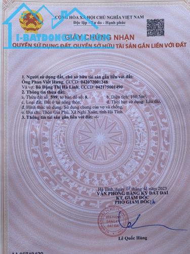 CHÍNH CHỦ CẦN BÁN GẤP LÔ ĐẤT ĐẸP GIÁ TỐT – X. Xuân Viên, H. Nghi Xuân, T. Hà Tĩnh