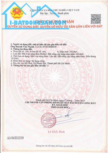 Bán Nhanh lô đất nhà vườn 1.4ty ven biển Phước Hải, TP HCM - Gần chân Núi Minh Đạm