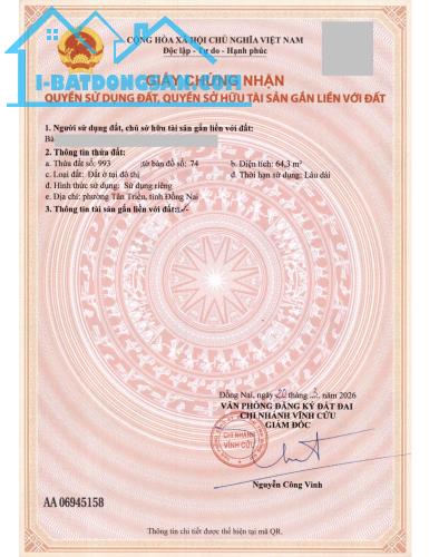 CHỦ GIẢM GIÁ SÂU BÁN GẤP LÔ ĐẤT 80m2 TẠI TÂN TRIỀU
