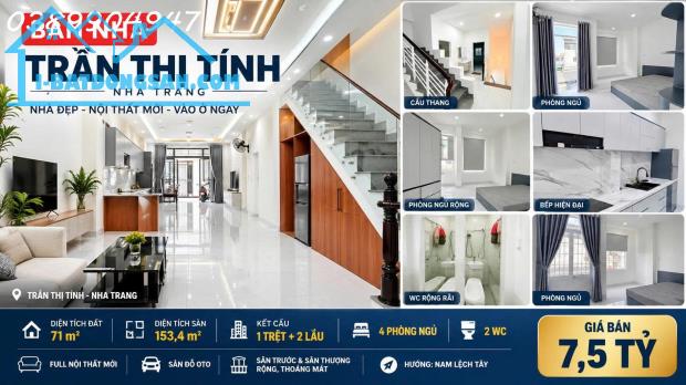 BÁN NHÀ MỚI 3 TẦNG MẶT TIỀN ĐƯỜNG TRẦN THỊ TÍNH NHA TRANG – DIỆN TÍCH SÀN 153,4M² FULL