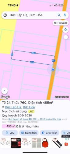 Bán đất thổ + lúa thích hợp xây nhà vườn xã Đức Lập Hạ tdt 2200m2 ( 450m2 thổ) giá 3,7 tỷ