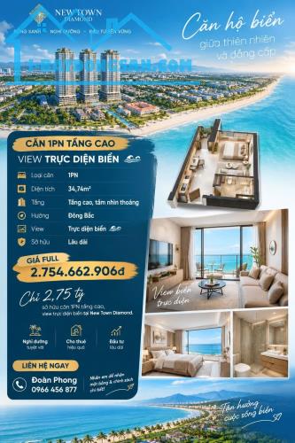 Căn Hộ 1pn view trực diện biển Đà nẵng. Sổ Lâu Dài. giá full chỉ 2.7 tỷ