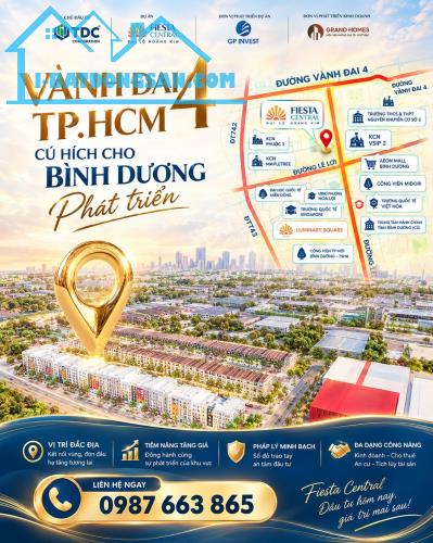 FIESTA CENTRAL BÌNH DƯƠNG – NHÀ PHỐ CHỈ TỪ 4,3 TỶ TỌA ĐỘ ĐÁNG CHÚ Ý CHO NHÀ ĐẦU TƯ