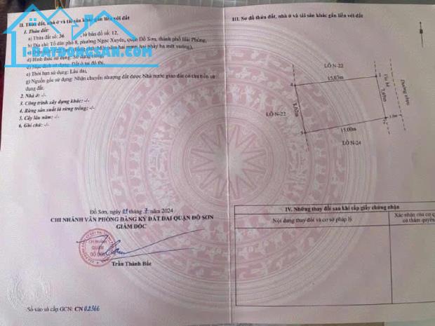 ❌❌❌BÁN LÔ ĐẤT ĐẤU GIÁ ĐỒNG NẺO NGỌC XUYÊN ĐỒ SƠN ✔️LÔ :N23