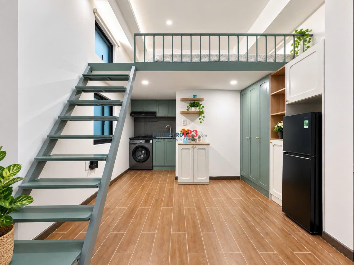 Cho thuê căn hộ mới có gác - máy giặt riêng - full nội thất - giáp Quận 1 - Nguyễn Thượng Hiền -