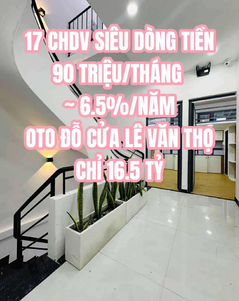 BÁN CHDV GÒ VẤP, 17 PHÒNG SIÊU DÒNG TIỀN 90TR/THÁNG, 129M2, GIÁ 16,5 TỶ