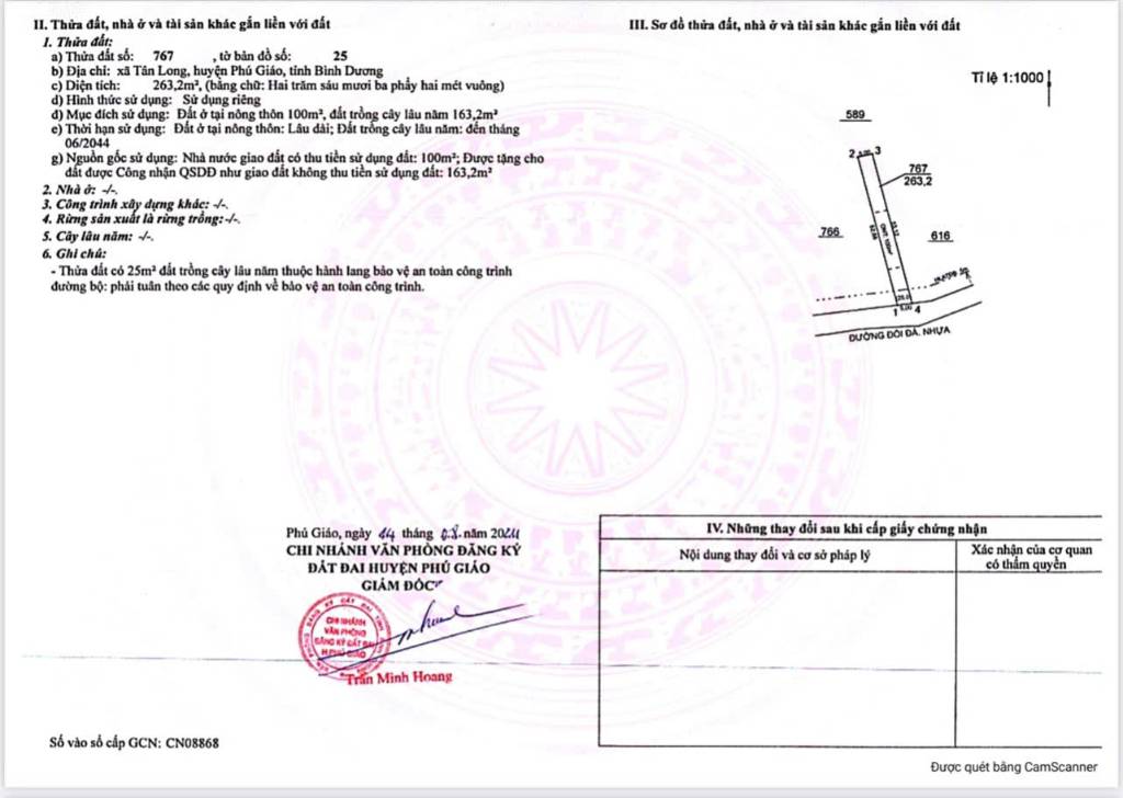 Chính chủ bán lô đất mặt tiền đường nhựa ĐT 750, Bình Dương, 250m2